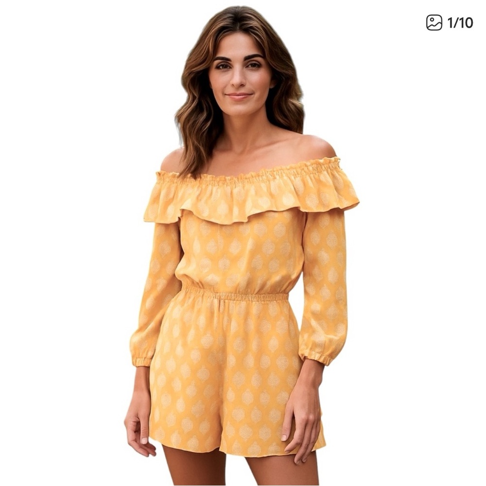 Michael Kors Yellow Off-Shoulder Romper